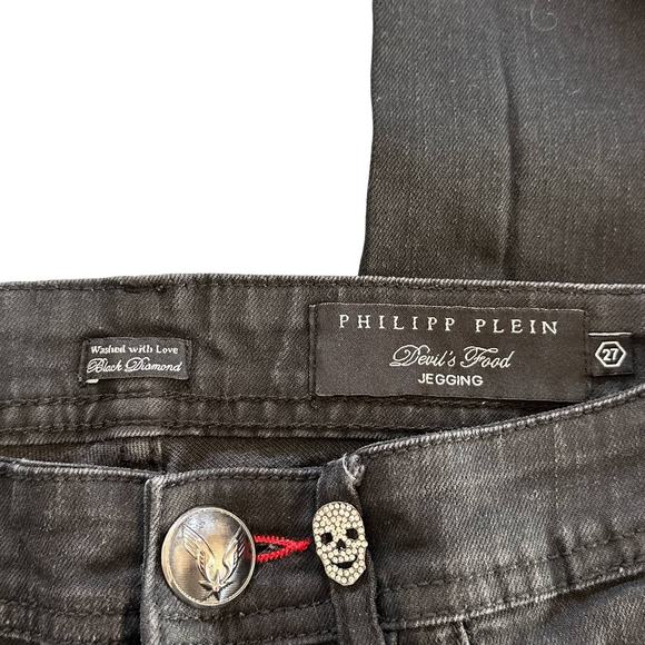 Philipp Plein Devil's Food Skinny Stretch Low Rise Jegging Black Fade Wash 27 - Picture 11 of 16